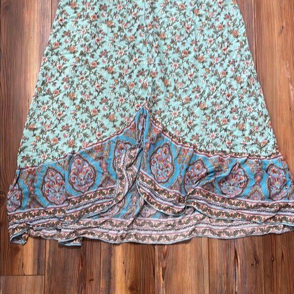 Midi High Low Ruffled Sundress Multicolored Batwing Sleeve Cris-Cross Too. Sz XL - Picture 5 of 6